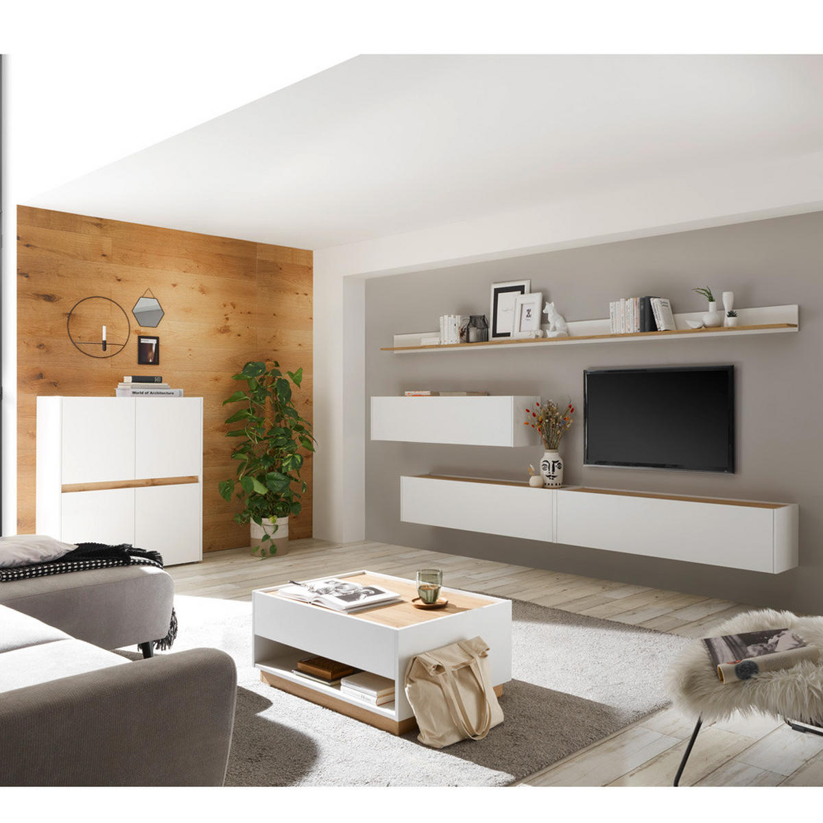 COUCHTISCH Crisp-61 - Weiß, Holzwerkstoff (60/90/38cm) - Lomado