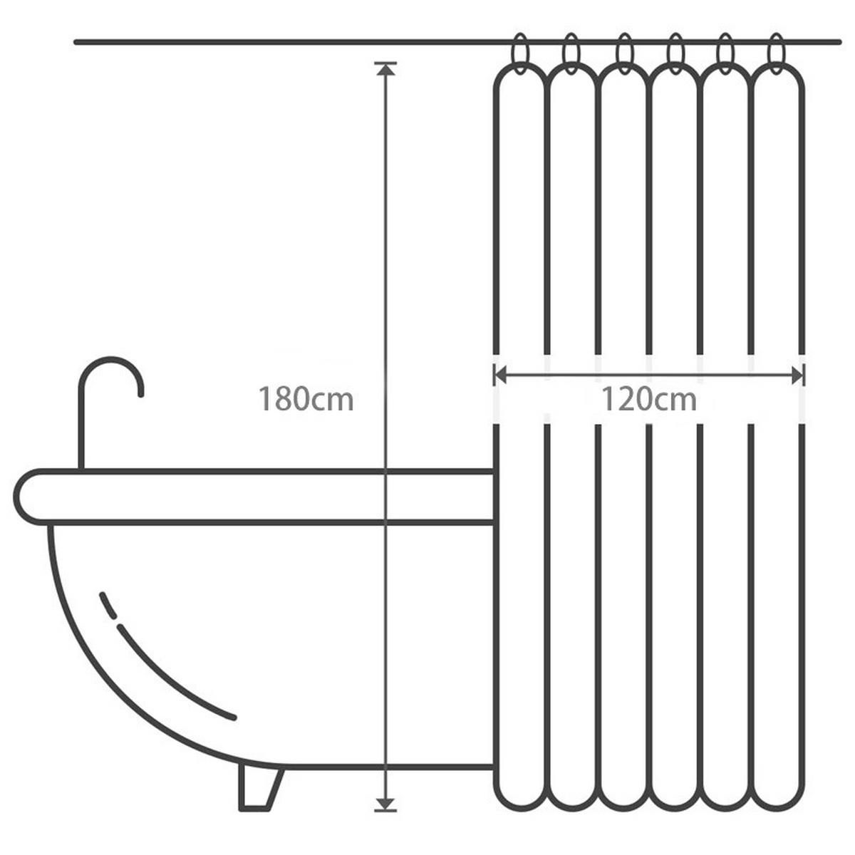 DUSCHVORHANG Waffelstruktur Stoff wasserdicht für Badewanne oder Badezimmer Dunkelgrau - Grau, Textil (120/180cm) - MCBOSON