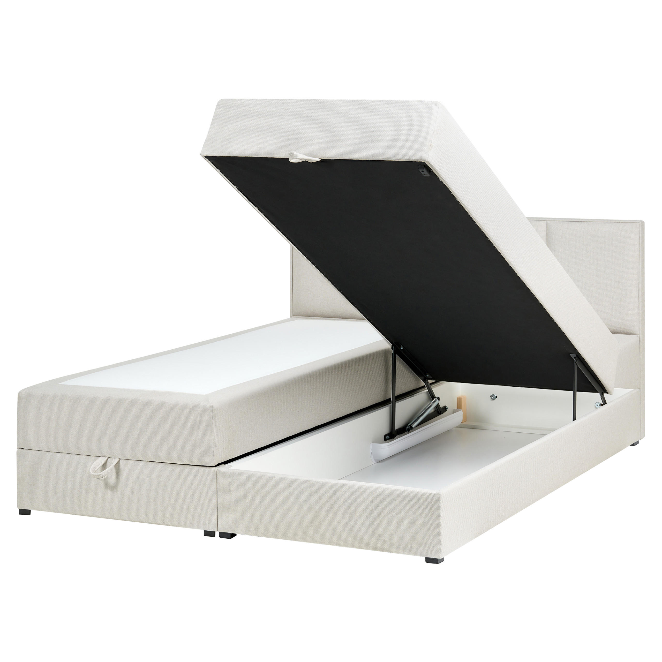 BOXSPRINGBETT mit Stauraum 160/200 cm Stoff Cremeweiß Baronet - Creme, Textil (160/200cm) - Beliani