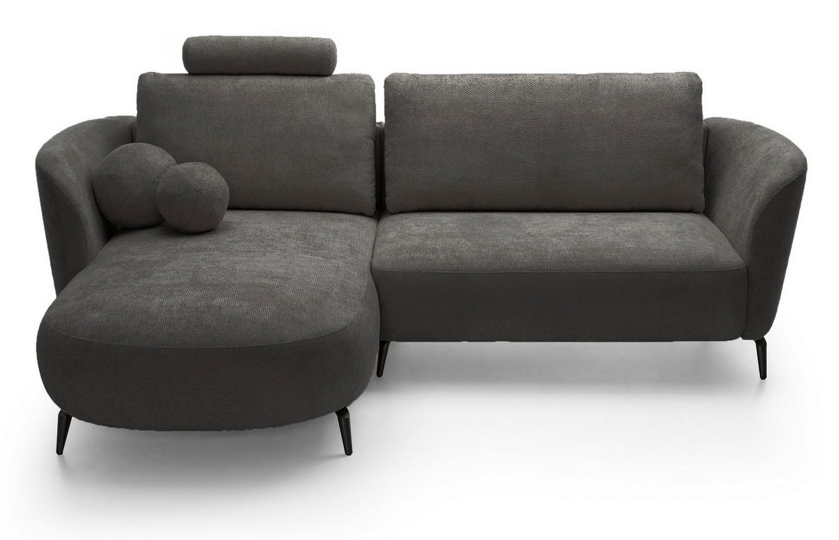 ECKSOFA auf Füßen Kendra 260 cm mit Schlaffunktion, Links, Dunkelgrau - Dunkelgrau, Holz (260/180cm) - Emporius