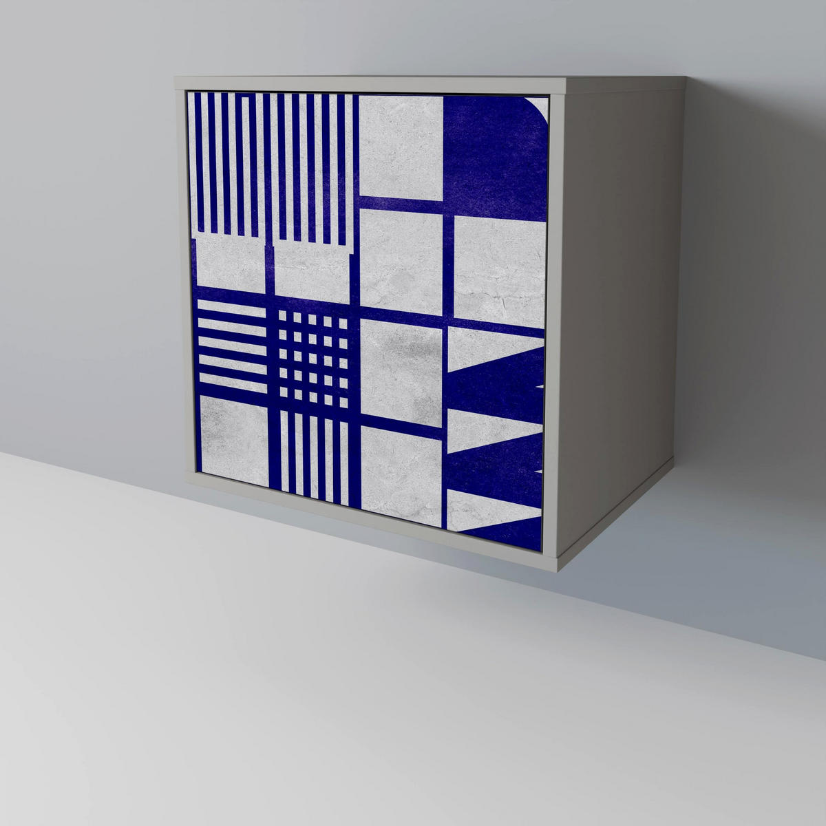 SIDEBOARD THE RIGHT PLACES, Grau, 57,5x42x67,5 cm, Schwarze Metall-Rahmenfüße - Multicolor/Schwarz, Holzwerkstoff/Metall (57.5/67.5/42cm) - SpaceRebels