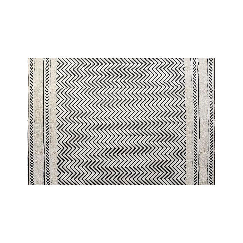 TEPPICH Schwarz Zick-Zack Weiß (120 x 180 x 0,7 cm) - Weiß, Textil (120/180cm) - DKD Home Decor