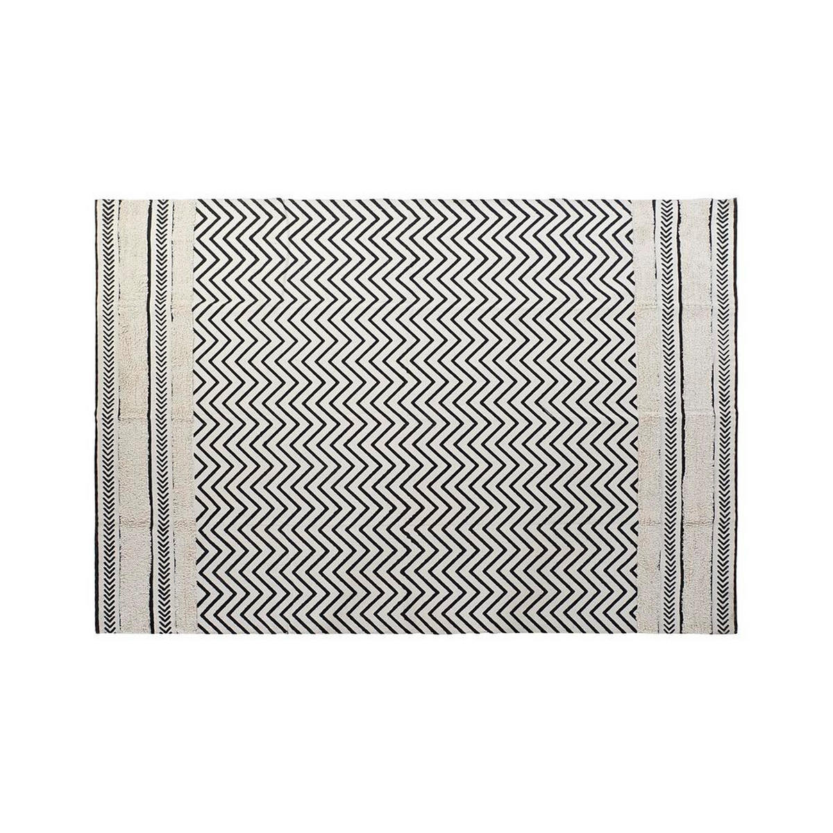 TEPPICH Schwarz Zick-Zack Weiß (120 x 180 x 0,7 cm) - Weiß, Textil (120/180cm) - DKD Home Decor
