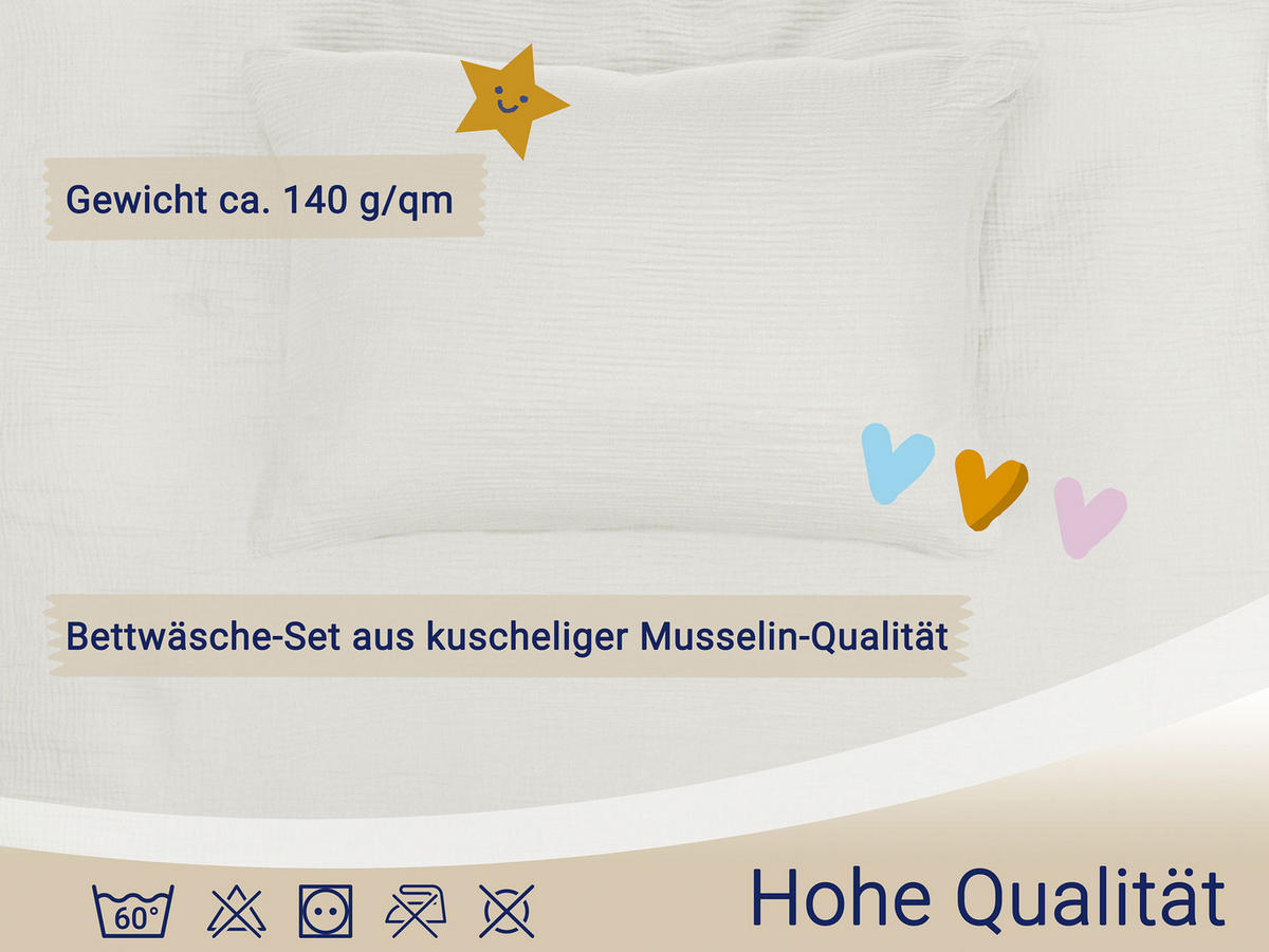 BETTWÄSCHE, 2er-Set, 40x60+100x135 cm, 100% Baumwolle, Beige - Creme, Textil (100/135cm) - Zollner