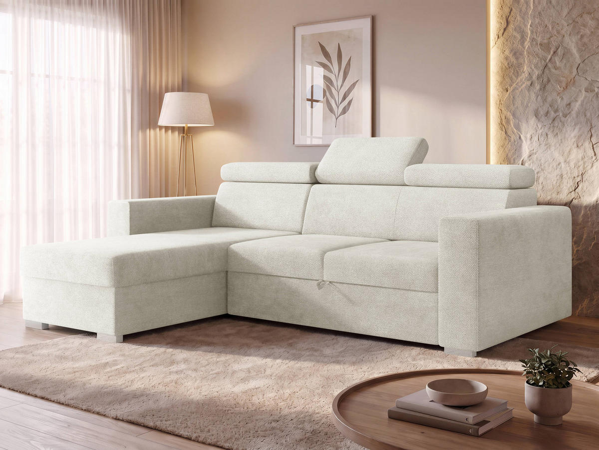 ECKSCHLAFSOFA Pedro 2rLC - Silberfarben/Naturfarben, Holz/Kunststoff (235/170cm) - MIRJAN24