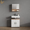BADMÖBEL-SET Ronco Weiß Hochglanz/Goldkraft Eiche 2 Teile, Unterschrank 60 cm - Weiß Hochglanz/Eiche Wotan, Holzwerkstoff (60/59/30cm) - Livinity®