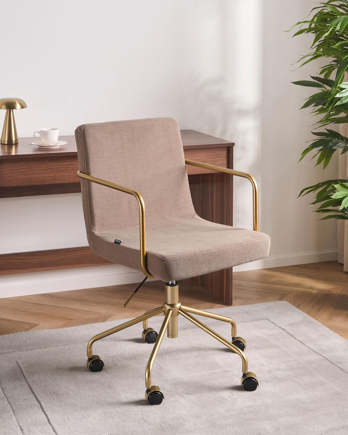 BÜROSTUHL Cord Hellbraun Trinity - Hellbraun, Textil (60/87/60cm) - Beliani