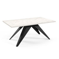ESSTISCH Vivo, Rechteckiger Tisch mit Ausziehfunktion, 140-240x80 cm, Schwarz+Marmor Bianco - Schwarz/Weiß, Metall (140/80/76cm) - Beautysofa