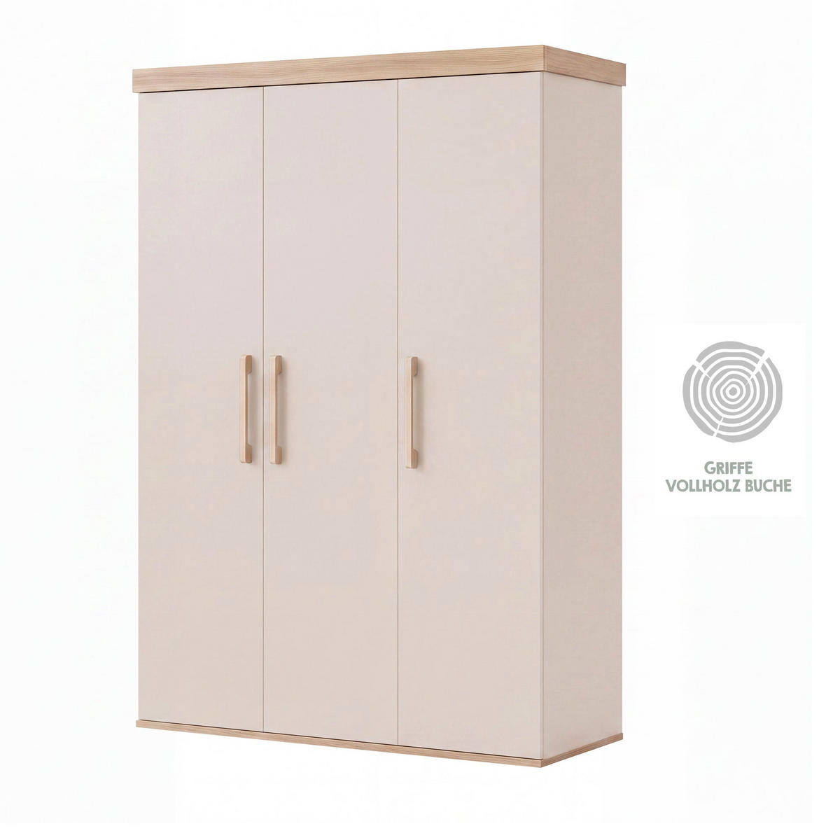 KINDERKLEIDERSCHRANK Jimmy Cashmere - Kaschmir/Eichefarben, Holz/Holzwerkstoff (138/195/53cm) - Roba