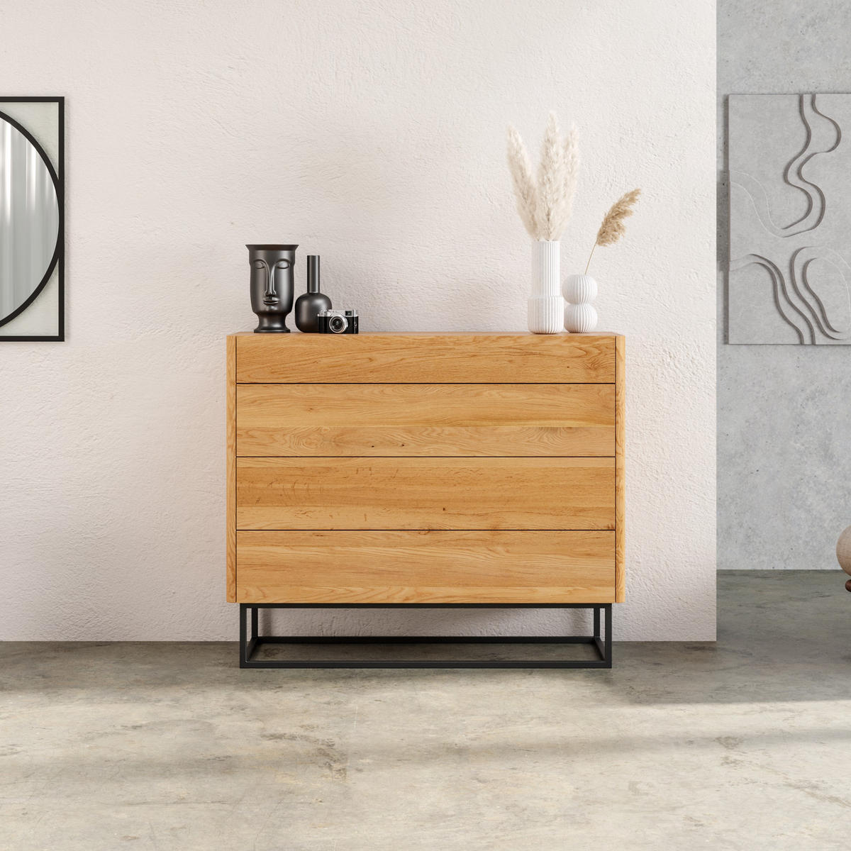 SIDEBOARD Virtue aus massivem Eichenholz - Eichefarben/Naturfarben, Holz (120/100/46cm) - Danzz