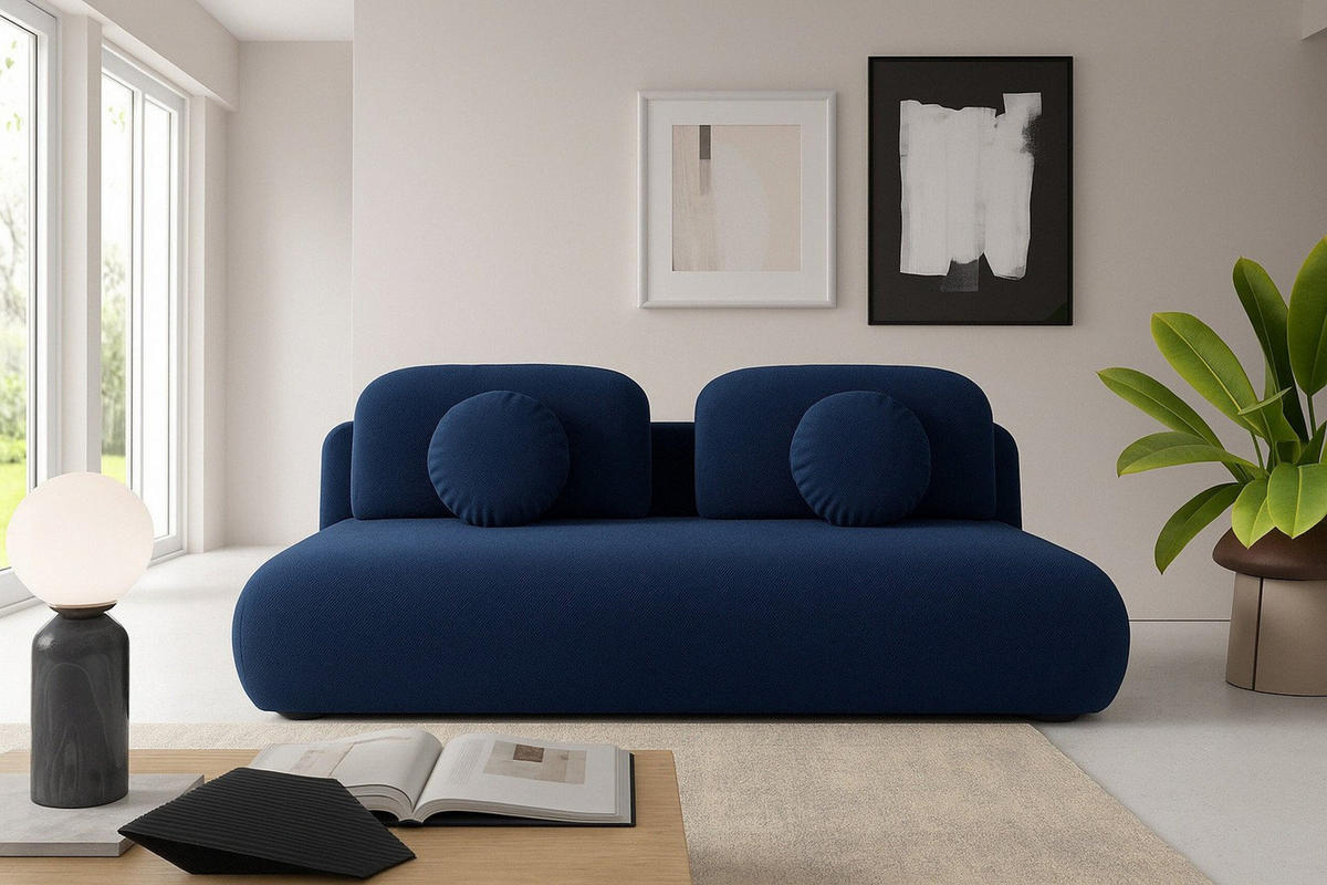 SCHLAFSOFA OTO, Sofa mit Schlaffunktion und Bettkasten, Farbe: Blau, Velourstoff - Blau, Textil (206/90/92cm) - Sepro Meble