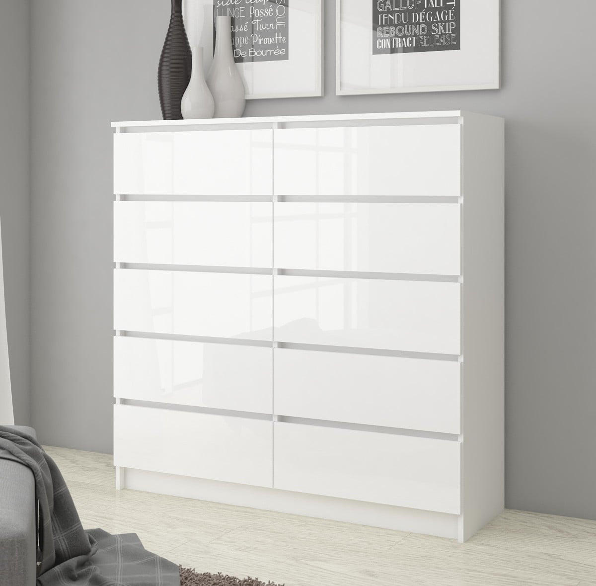 KOMMODE Weiß, Weiß Glanz 121/160/40 - Weiß, Holzwerkstoff (160/121/40cm) - RAUMHIRSCH FURNITURE