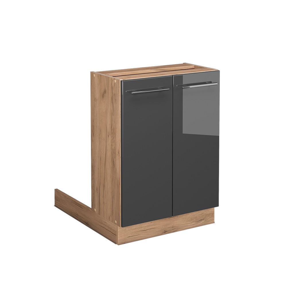 KÜCHENINSEL Fame-Line Anthrazit Hochglanz 60 cm ohne AP - Honigeiche/Schwarz Hochglanz, Holzwerkstoff (60/82/30cm) - Vicco