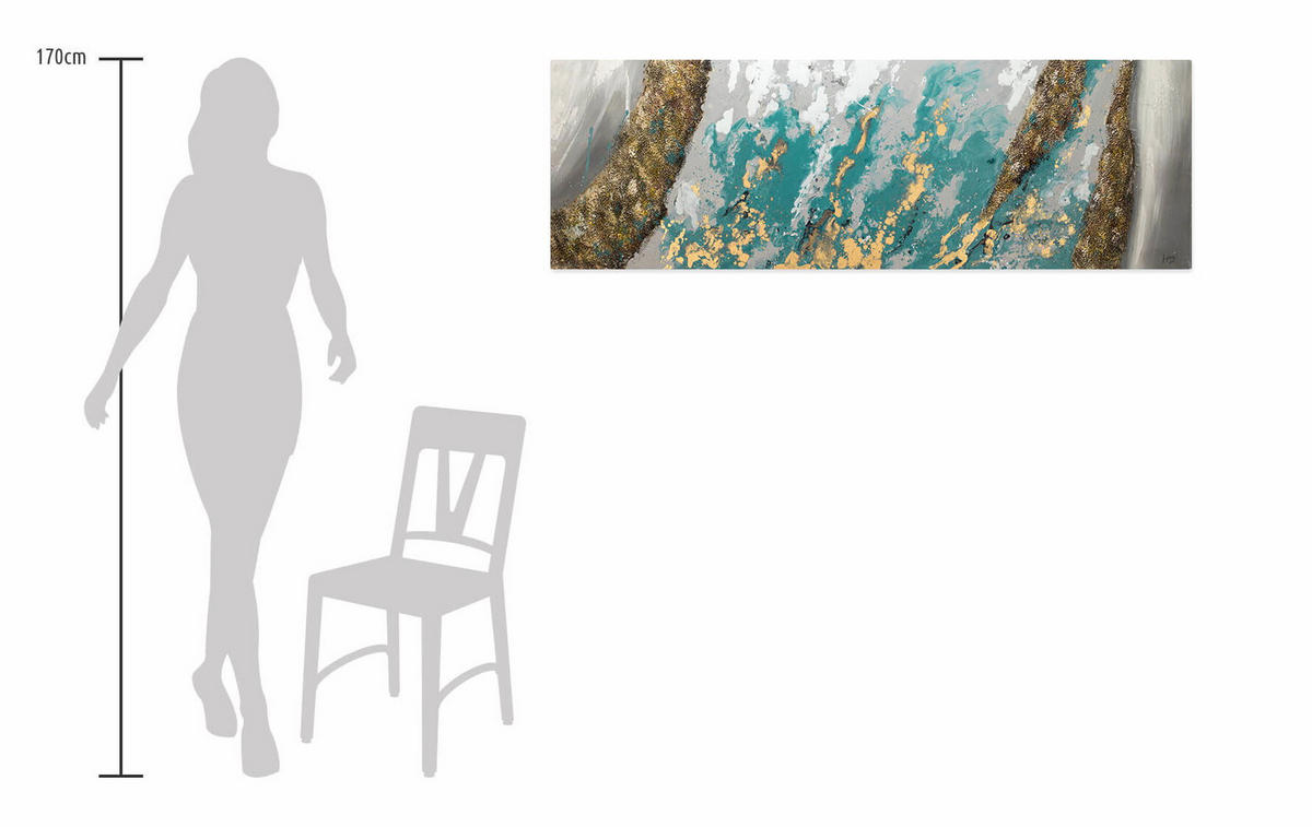 ÖLGEMÄLDE 150/50 cm - Blau/Weiß, Holz/Textil (1.98/50cm) - KUNSTLOFT