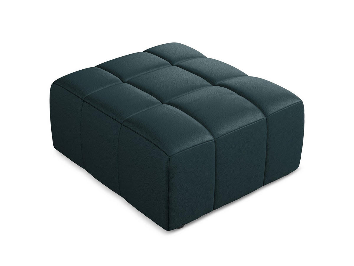 POUF Kunstleder Blau - Petrol/Schwarz, Holzwerkstoff/Kunststoff (75/41/90cm) - Makamii