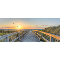 GLASBILD 125x50 cm Steg Sonnenuntergang - Gelb, Glas (125/50cm) - artissimo