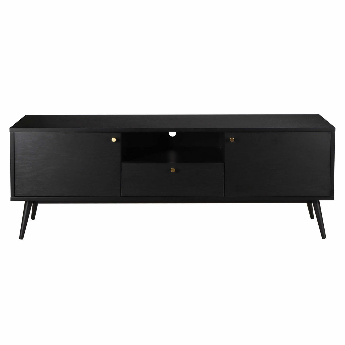 TV-SCHRANK 150 cm, Schwarz - Schwarz, Holz (40/55/150cm) - Oviala