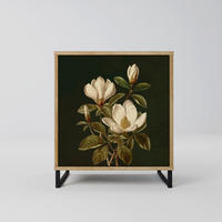 SIDEBOARD FLORAL NOIR, Eichefarben, 57,5x42x67,5 cm, Schwarze Metall-Rahmenfüße - Eichefarben/Multicolor, Holzwerkstoff/Metall (57.5/67.5/42cm) - SpaceRebels