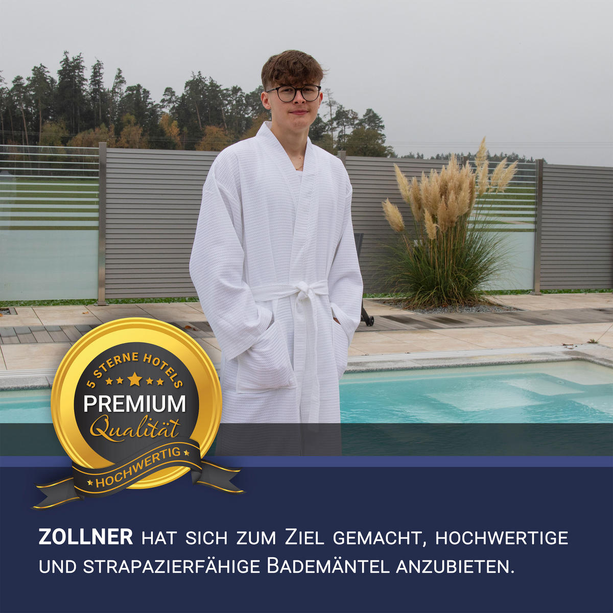 BADEMANTEL, 3XL, 80% Baumwolle, 20% Polyester, Weiß - Weiß, Naturmaterialien (XXXLnull) - Zollner