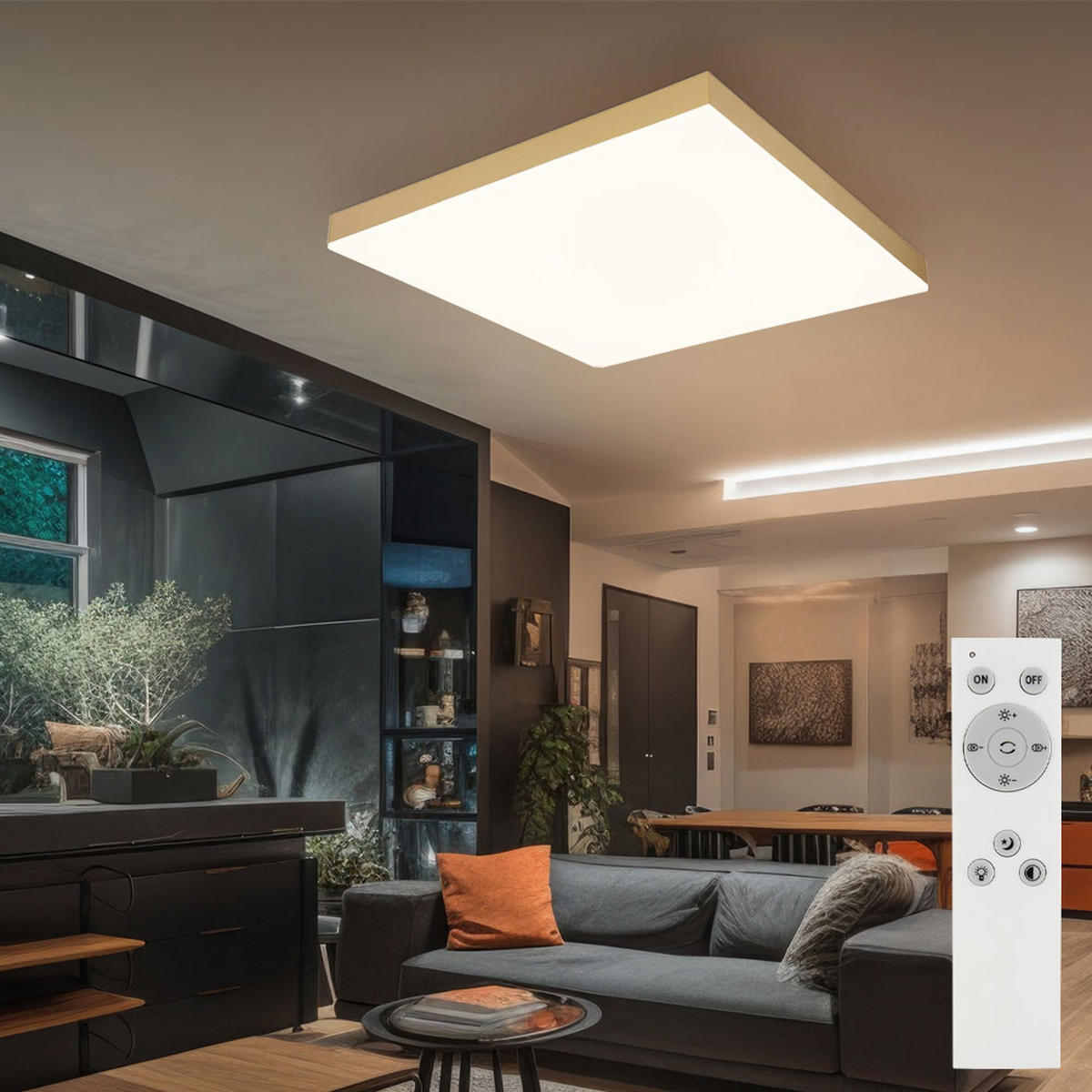 LED DECKENLEUCHTE Messing Opal - Messingfarben, Metall (45/45/6.5cm) - Globo Lighting