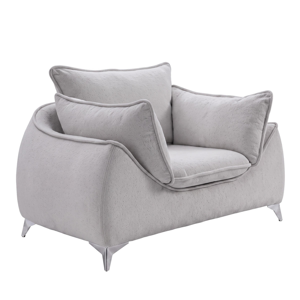 SESSEL MELANI Velours Grau - Chromfarben/Grau, Holz/Textil (140/90/85cm) - Muffo