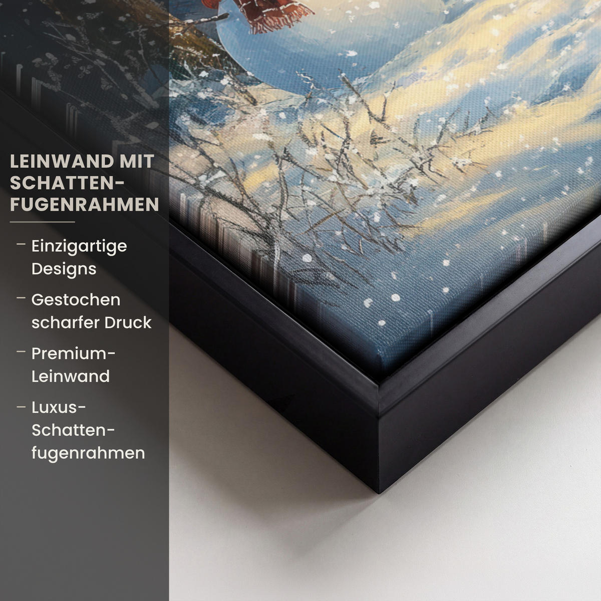 LEINWAND Bilder mit Rahmen - Schneemann - Schnee - Winter - Wald - 30x40 - Hellblau, Textil (30/40cm) - MuchoWow