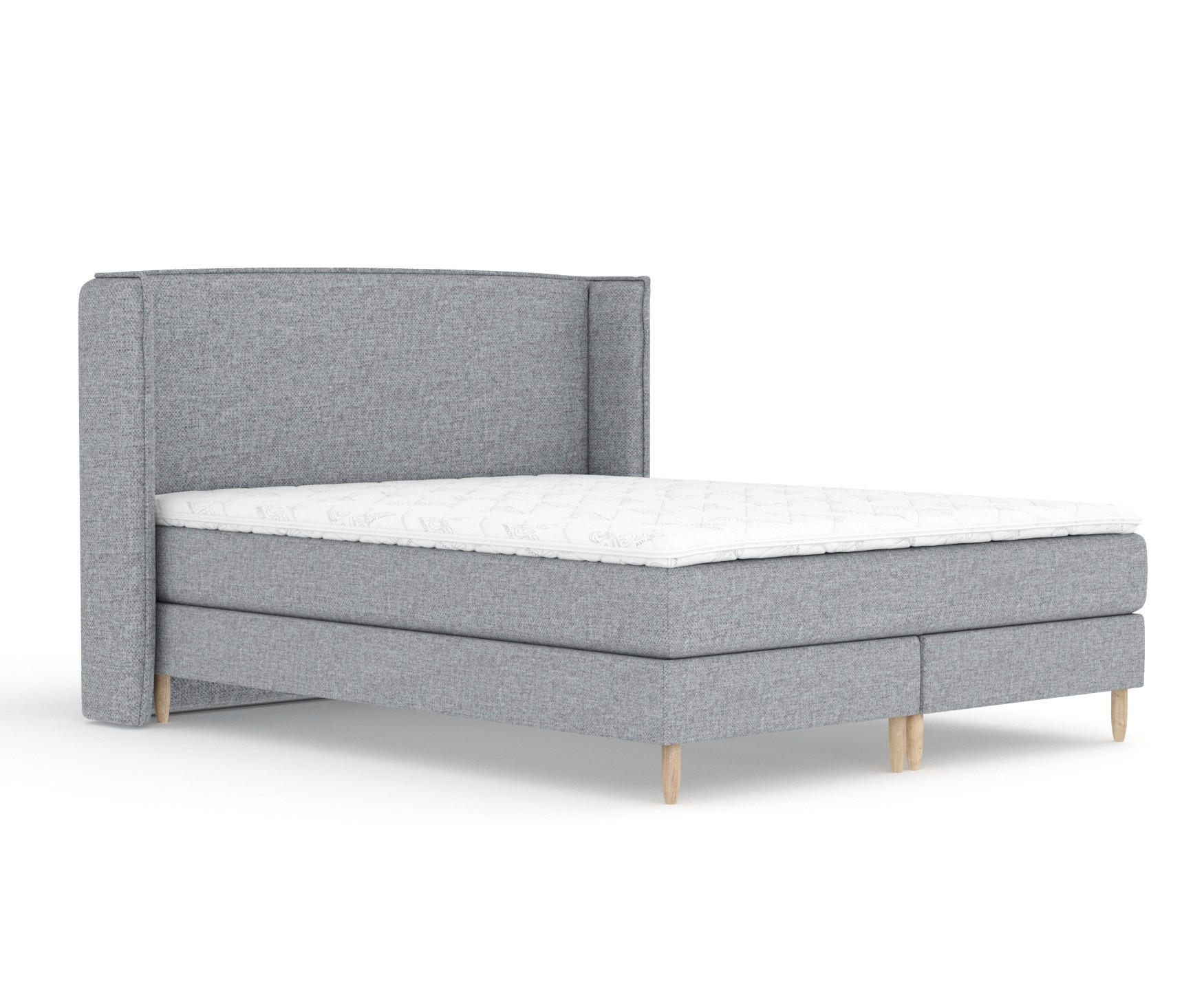 KONTINENTALBETT Ardis Grau 180/200 cm mit Matratze und Topper - Naturfarben/Grau, Holz/Holzwerkstoff (180/200cm) - Maison de Reve