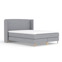 KONTINENTALBETT Ardis Grau 140/200 cm mit Matratze und Topper - Naturfarben/Grau, Holz/Holzwerkstoff (140/200cm) - Maison de Reve