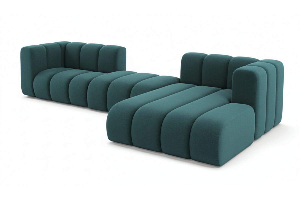 ECKSOFA L-Form Grand L 319 cm, Veloursstoff Salvador, Azurblau, Rechts - Blau, Holz (319/179cm) - Kaiser Möbel