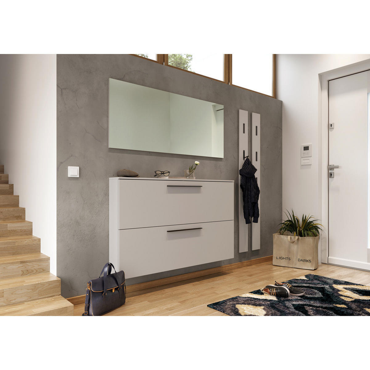 SCHUHSCHRANK Utrera-01 - Kaschmir, Holzwerkstoff (140/85/19cm) - Lomado