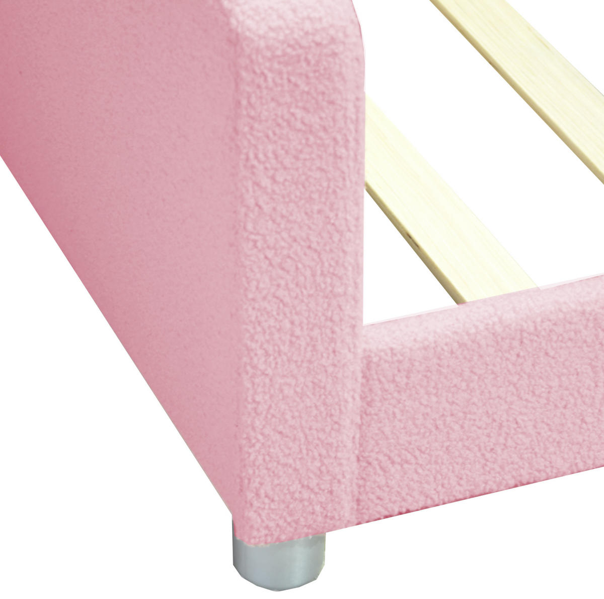 KINDEREINZELBETTEN aus Teddystoff 90x200 cm in Rosa mit Rückenlehne - Rosa, Textil (90/200cm) - Modfu