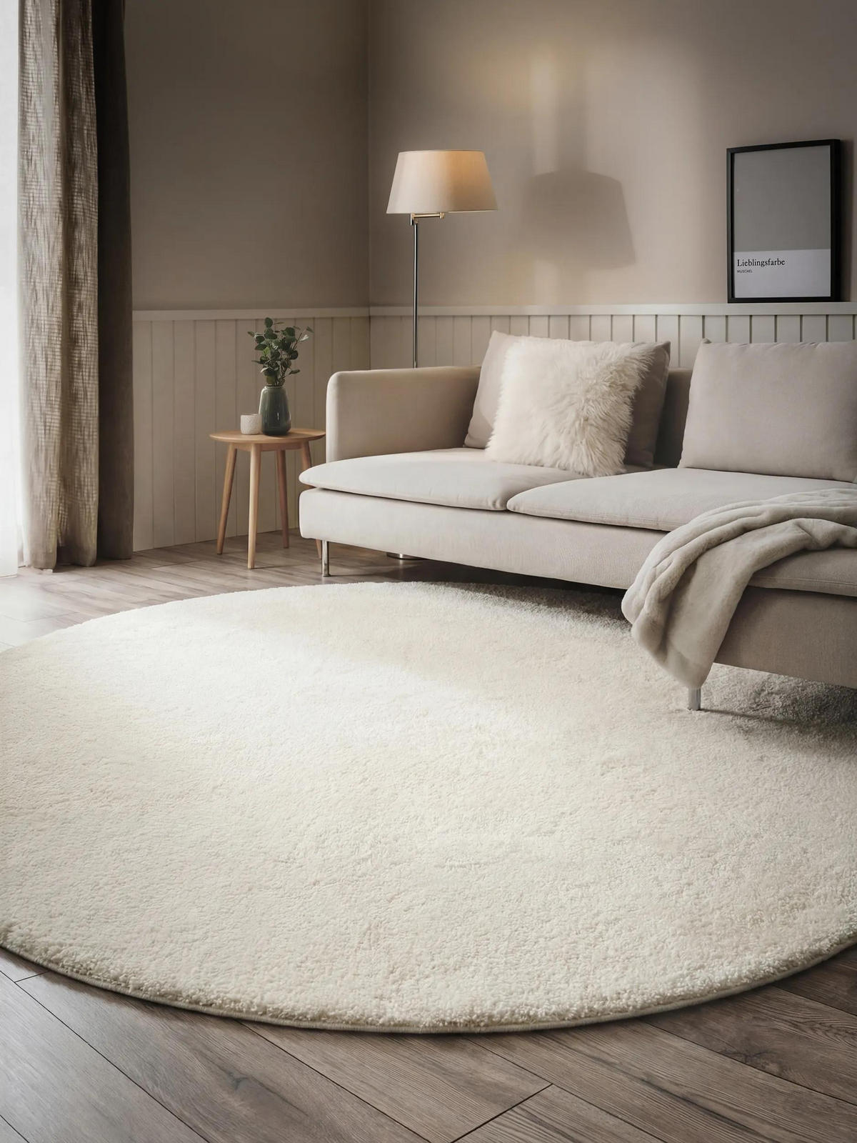 HOCHFLORTEPPICH rund Soda Weiß ø 200 cm rund - Weiß, Textil (200/200cm) - benuta Nest