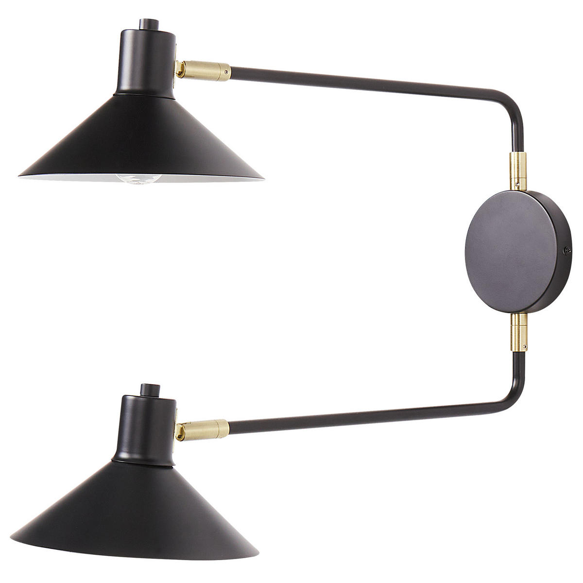 WANDLAMPE Schwarz Kadassa - Goldfarben/Schwarz, Metall (84/38/20cm) - Beliani