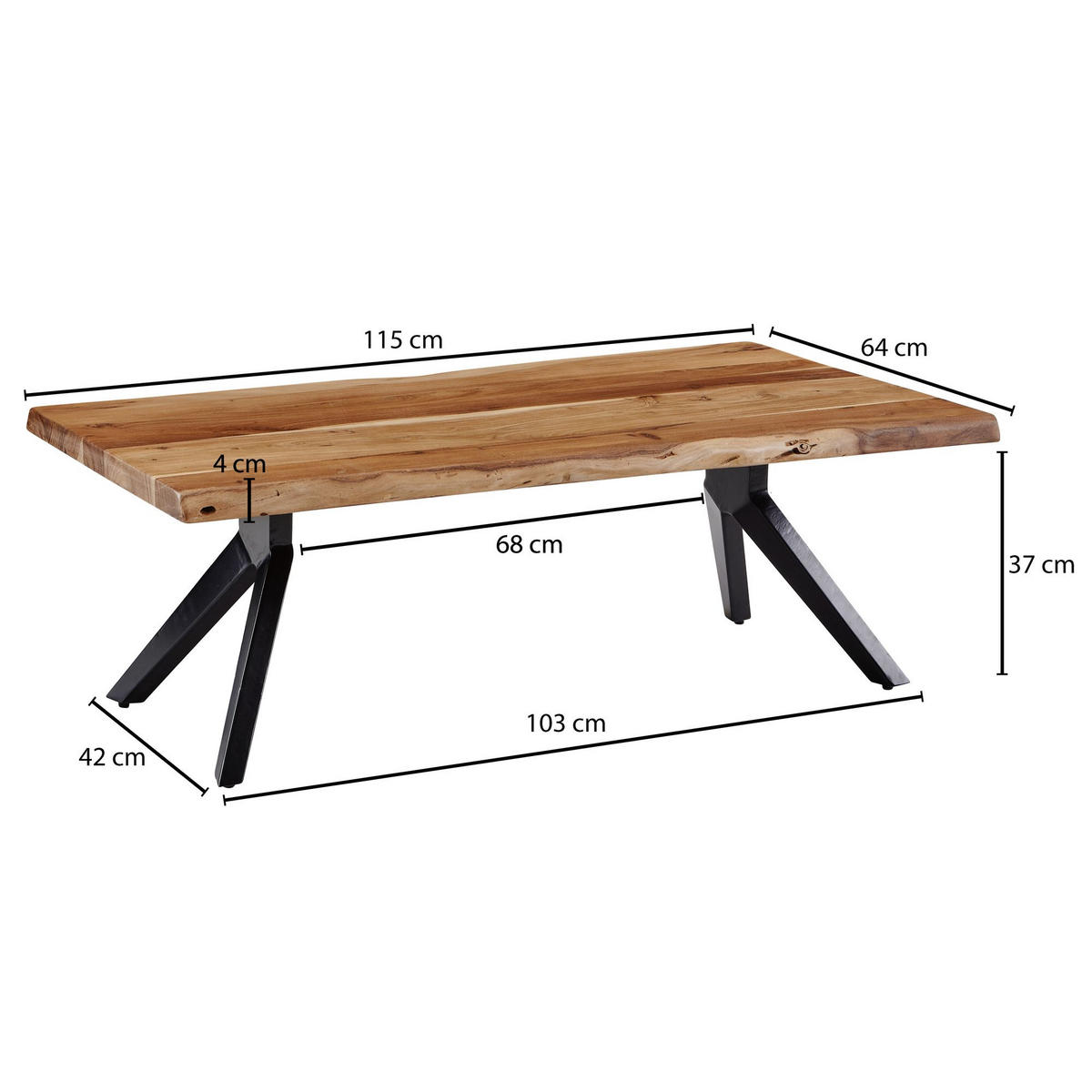 COUCHTISCH Baumkante SAIRA Sofatisch - Braun, Holz (115/64/37cm) - tinkaro