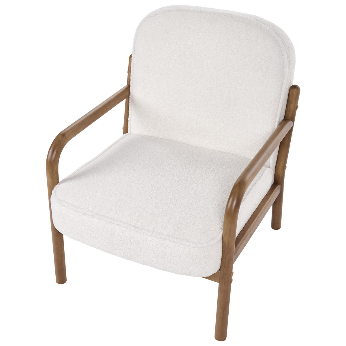 SESSEL Bouclé Cremeweiß Selde - Hellbraun/Weiß, Textil (67/82/82cm) - Beliani