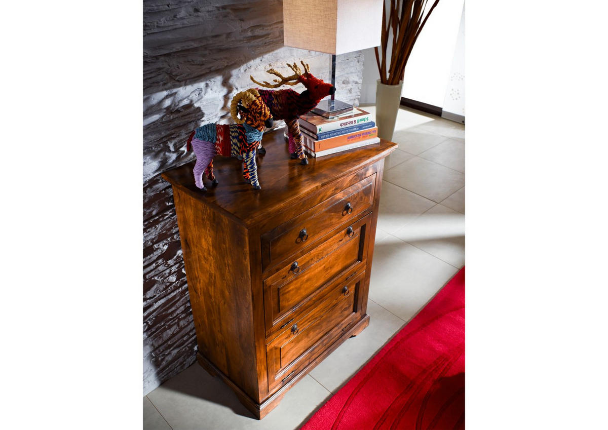 KOMMODE Akazie 80x45x100 honig lackiert OXFORD #0904 - Braun, Holz (80/100/45cm) - Massivmoebel24