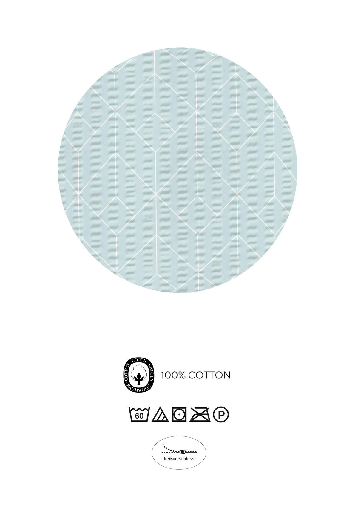 BETTWÄSCHE-GARNITUR Seersucker Geometrie türkis, 135x200 cm + 80x80 cm - Türkis, Textil (135/200cm) - biberna