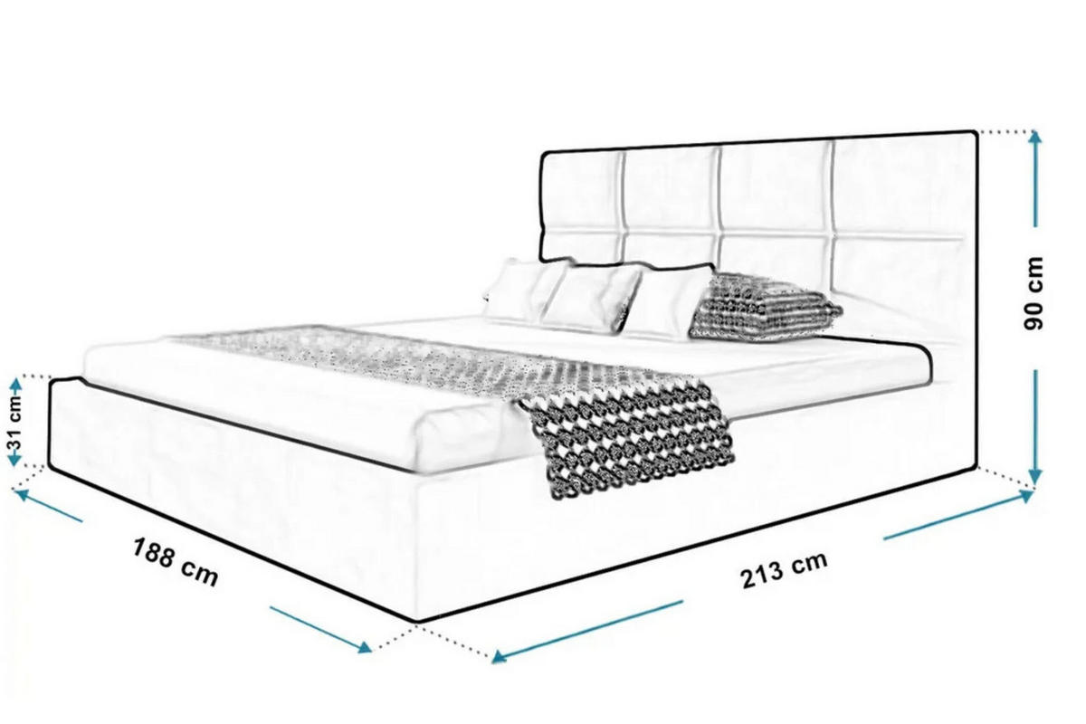 POLSTERBETT SLIM mit Kopfteil, 180x200 cm mit Bettkasten und Lattenrost aus Holz, Velourstoff, Farbe: Dunkelgrau - Dunkelgrau, Holz/Kunststoff (180/200cm) - Sepro Meble