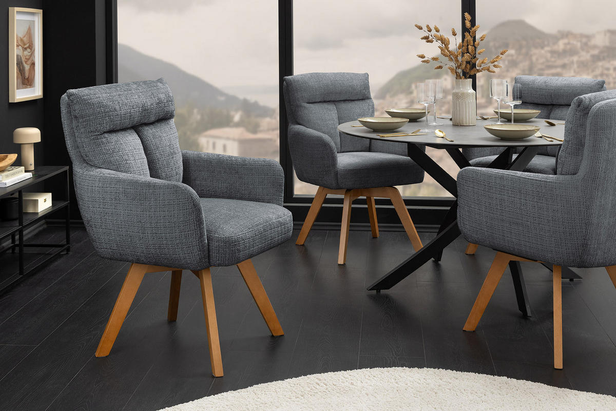 STUHL BIG GEORGE Chenille Grau 90 cm - Braun/Grau, Holz/Kunststoff (60/92/67cm) - riess-ambiente