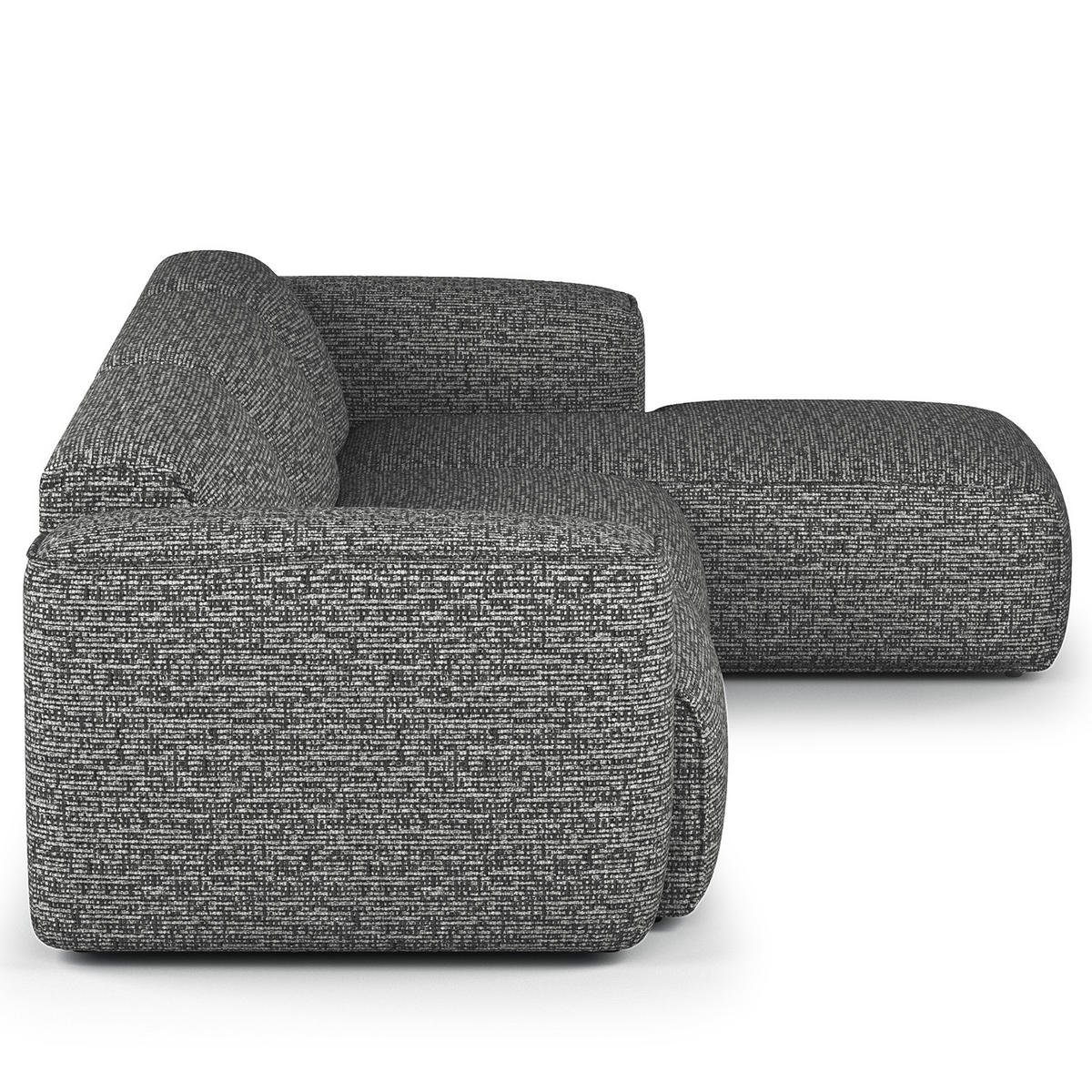 3-SITZER ECKSOFA mit Longchair - Schwarz/Grau, Kunststoff/Textil (317/173cm) - home24