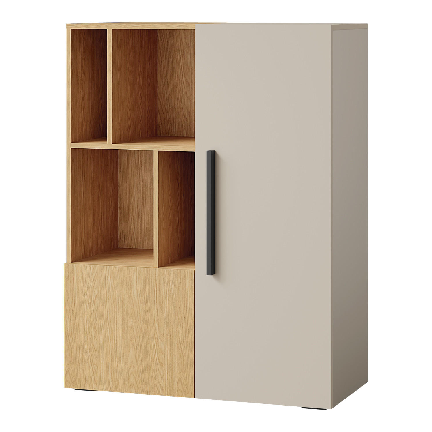 BÜCHERREGAL Largo mit 2 Türen und offenen Fächern, für Jugendzimmer, 90 cm, Kaschmir/Frühlings-Eiche - Kaschmir/Eichefarben, Holzwerkstoff (90/117/40cm) - Beautysofa
