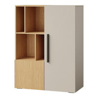 BÜCHERREGAL Largo mit 2 Türen und offenen Fächern, für Jugendzimmer, 90 cm, Kaschmir/Frühlings-Eiche - Kaschmir/Eichefarben, Holzwerkstoff (90/117/40cm) - Beautysofa