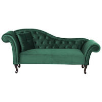 CHAISELONGUE Samtstoff dunkelgrün linksseitig Lattes - Grün, Textil (188/87/59cm) - Beliani