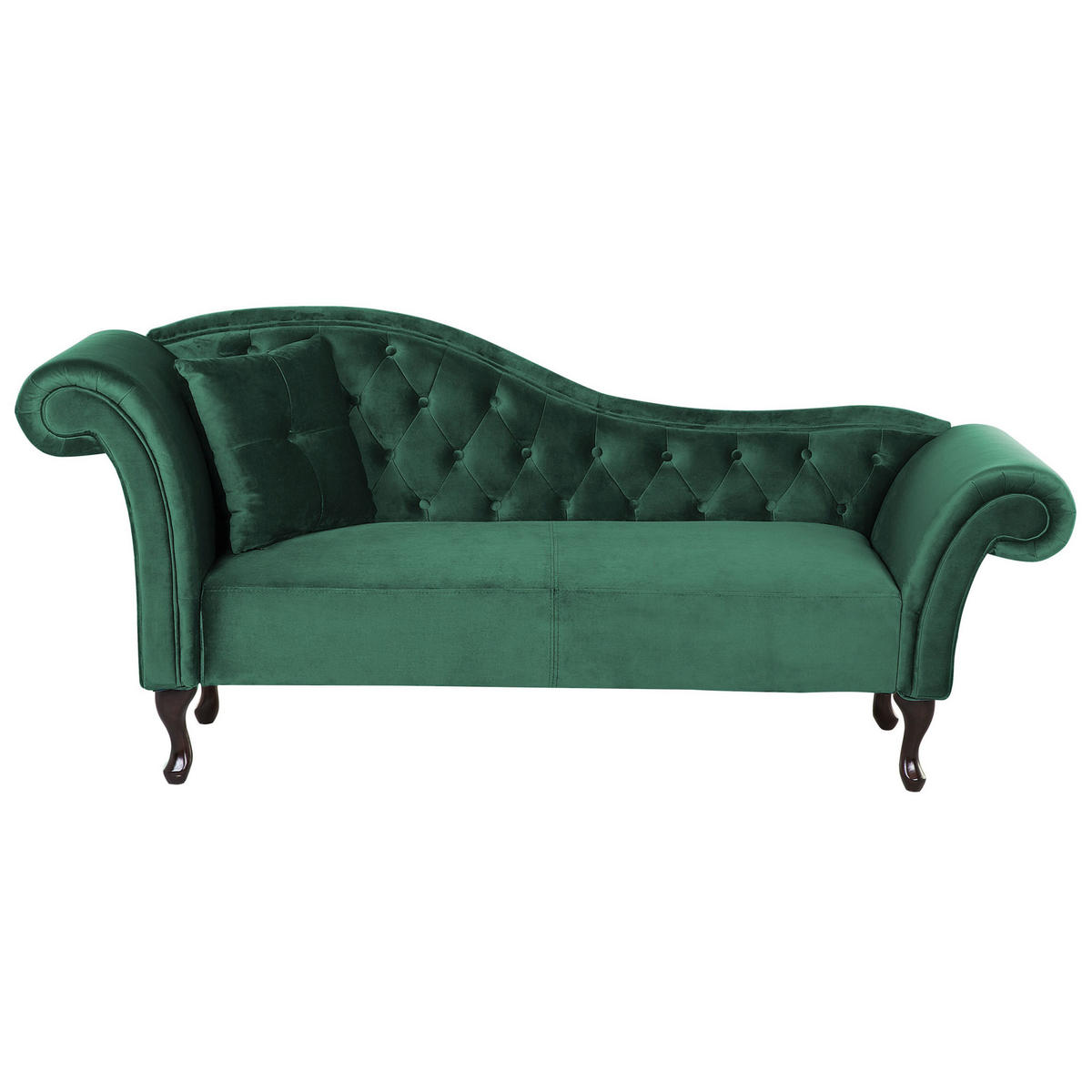 CHAISELONGUE Samtstoff dunkelgrün linksseitig Lattes - Grün, Textil (188/87/59cm) - Beliani
