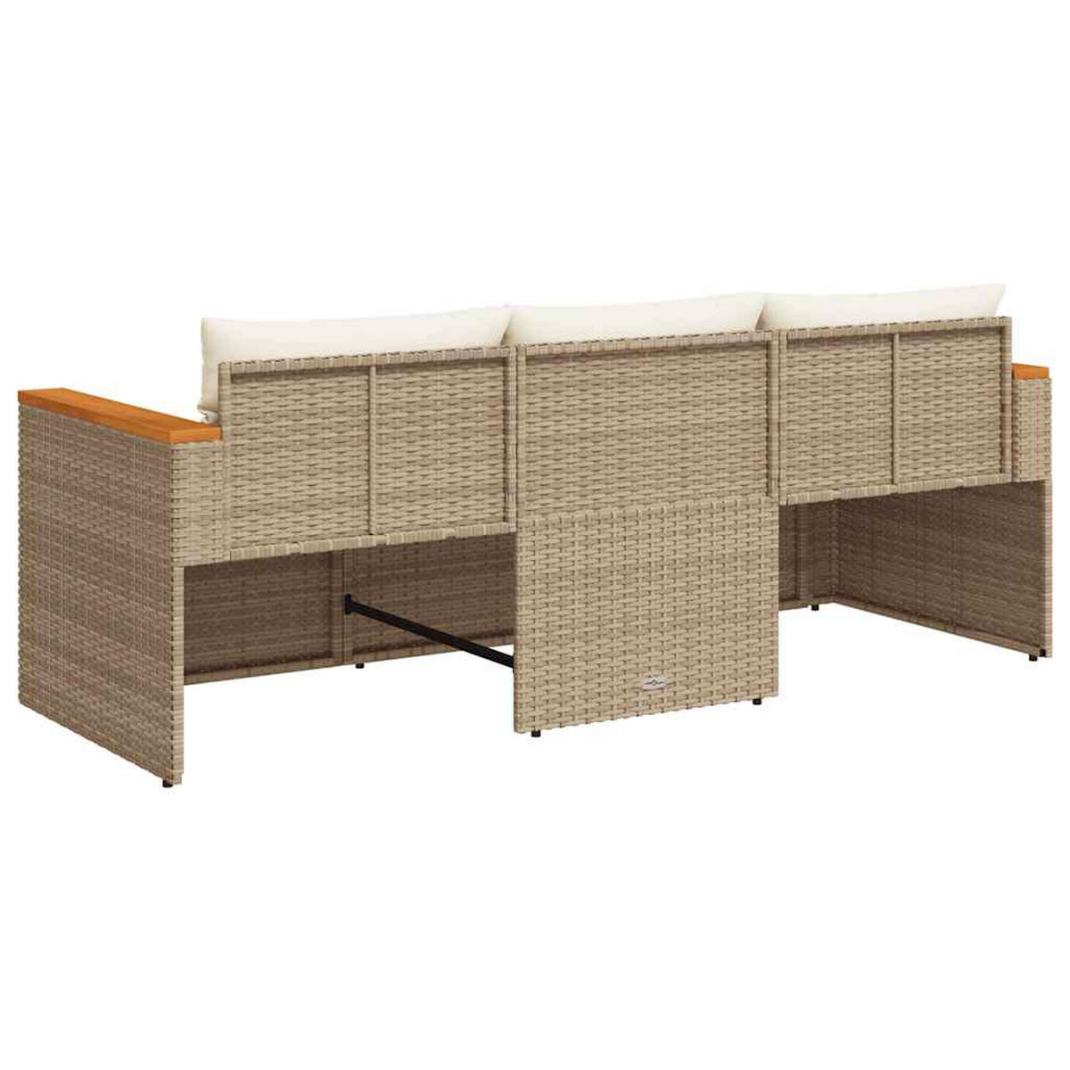 GARTENSOFA Mit Kissen 3-Sitzer Beige Poly Rattan - Beige, Kunststoff (177/66/65cm) - vidaXL