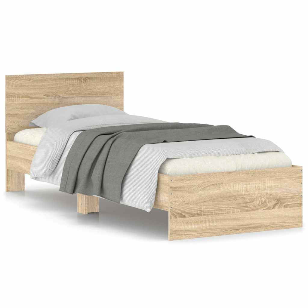 BETTGESTELL Ohne Matratze Mit Kopfteil Sonoma-Eiche 90/200 Cm - Braun, Holzwerkstoff (90/200cm) - vidaXL