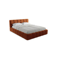 POLSTERBETT mit Bettkasten und Lattenrost 180x228 Orange - Terracotta/Schwarz, Kunststoff/Textil (160/200cm) - Makamii