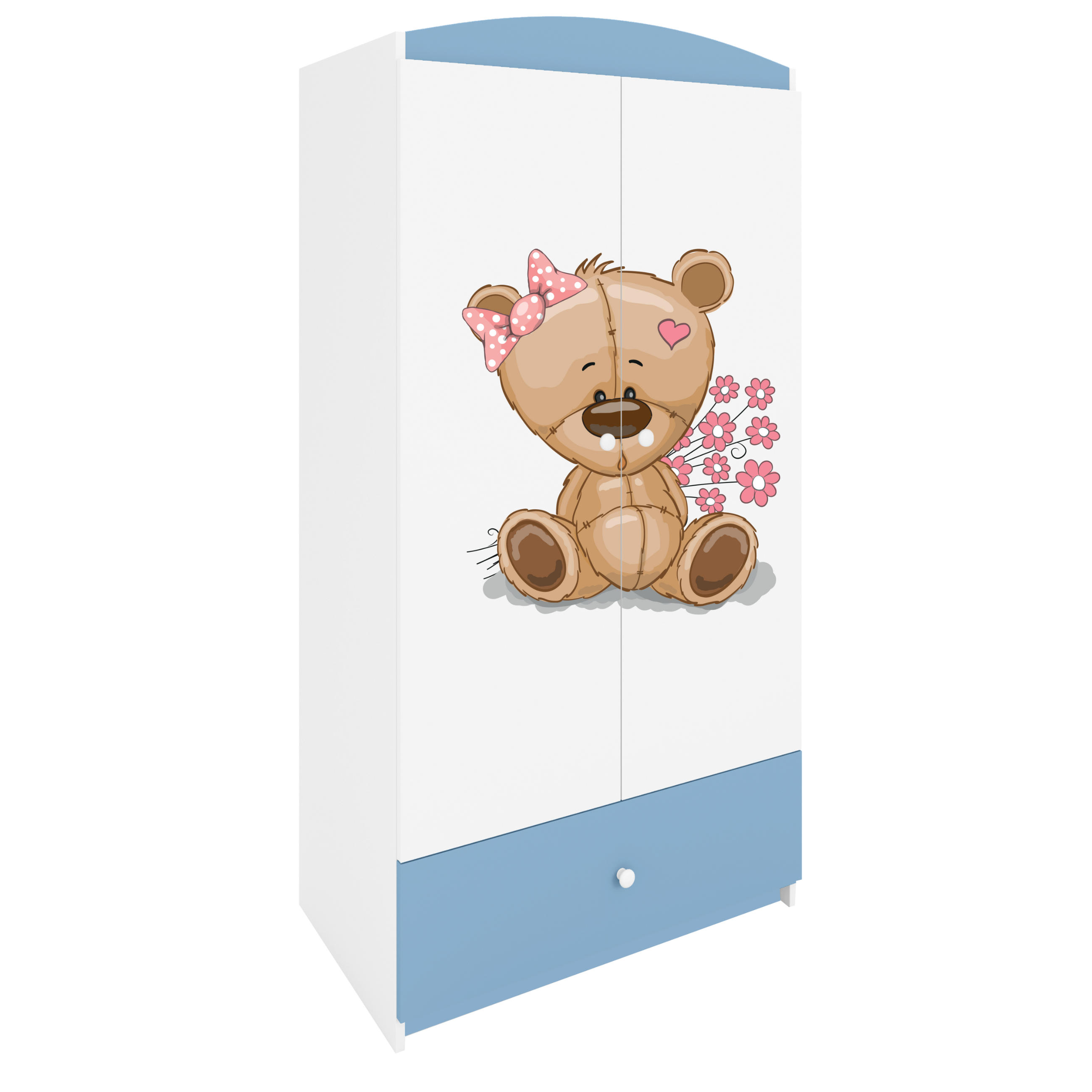 KINDERKLEIDERSCHRANK Teddybär II - Blau, Holzwerkstoff (90/175/52cm) - RAUMHIRSCH FURNITURE