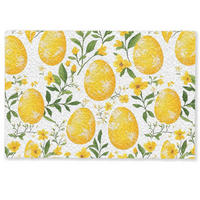 FUSSMATTE Blumen - Ostereier - Gelb Teppichmatte 90x60 cm - Gelb, Kunststoff (60/90cm) - MuchoWow