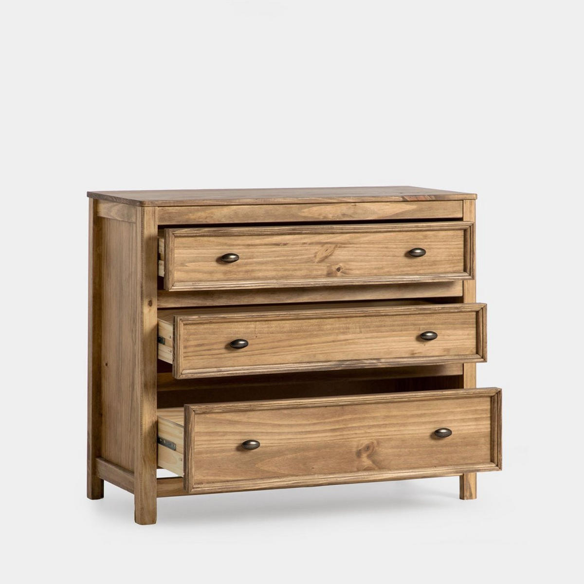 KOMMODE MIT SCHUBLADEN Serena Natürlich 93 cm x 77 cm - Naturfarben, Holz (93/77/39cm) - Klast Home